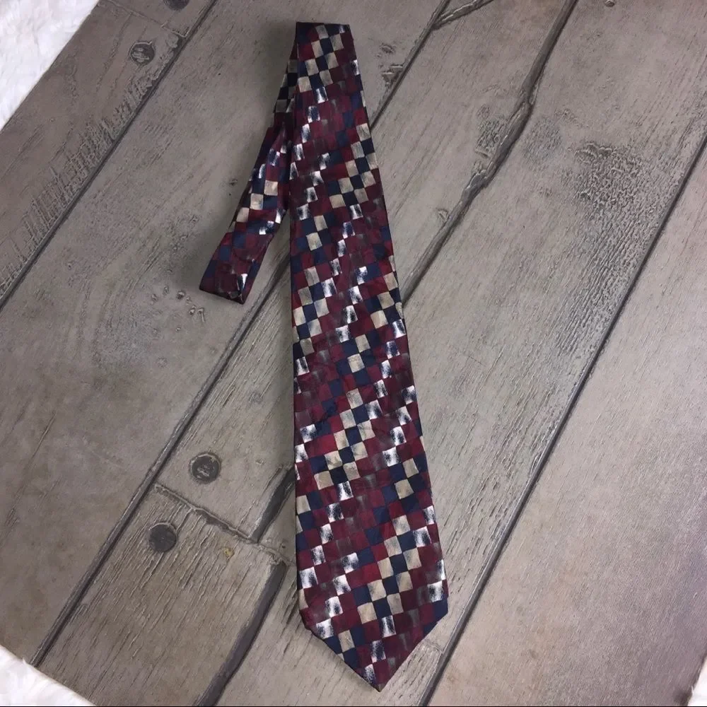 Burma Bibas 100% Silk Tie Geometric Made in USA Retro Career Business